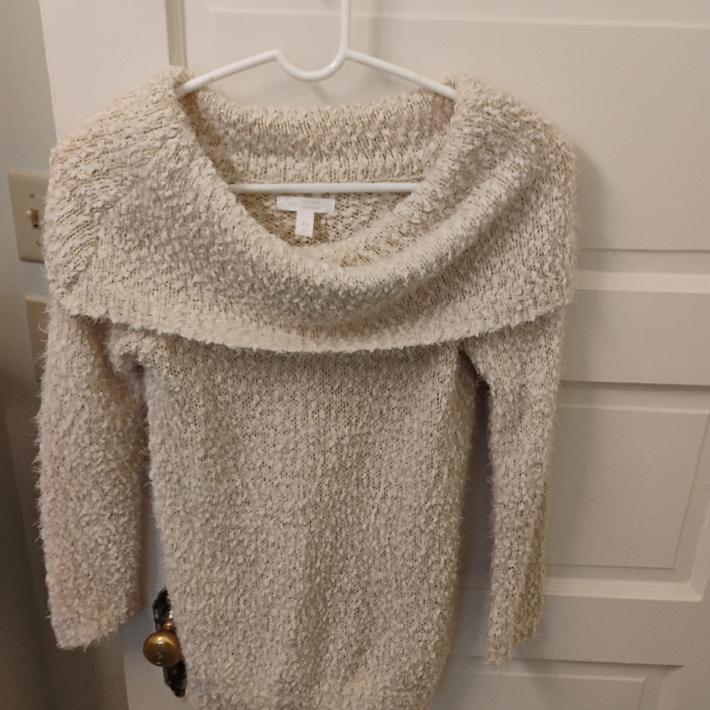 Cozy Cream Cowl Neck Sweater with Soft Texture